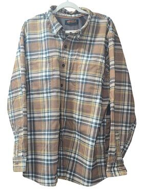 Ridgecut Men’s Tan Plaid Button-Down Shirt